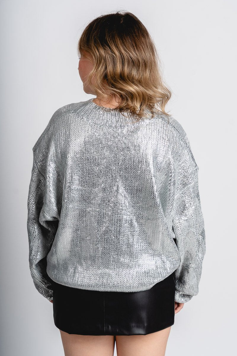 Metallic sweater silver