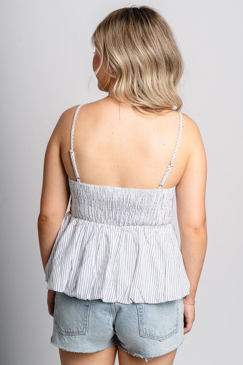 Striped peplum tank top white