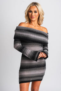 Off shoulder sweater dress black - Cute dress - Trendy Dresses at Lush Fashion Lounge Boutique in Oklahoma City