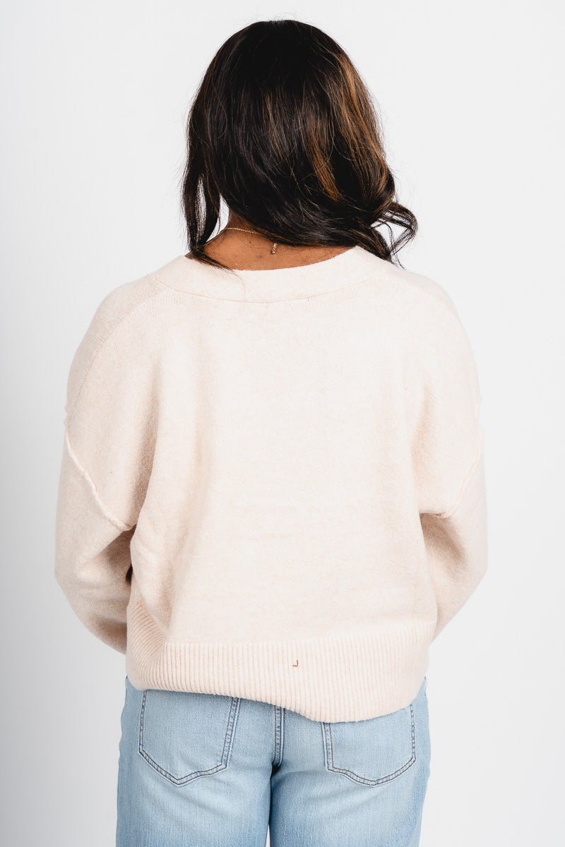 Button down sweater cardigan oatmeal