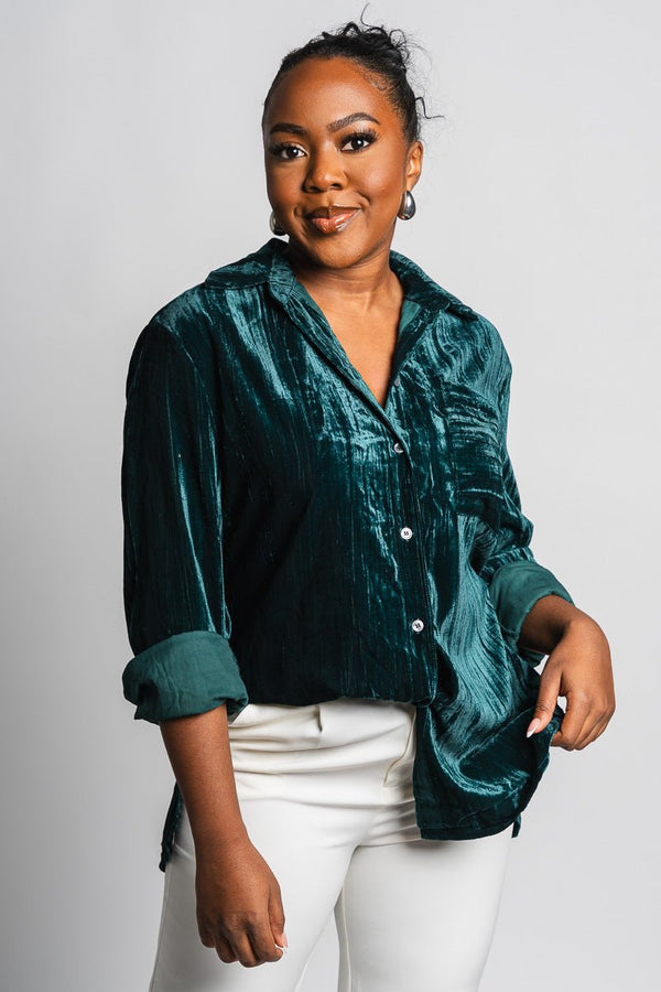 Rumi Velvet Relaxed Button-down Shirt