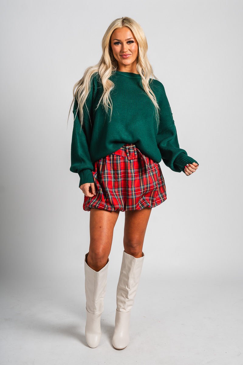 Oversized sweater dark green - Trendy Sweaters | Cute Pullover Sweaters at Lush Fashion Lounge Boutique in Oklahoma City