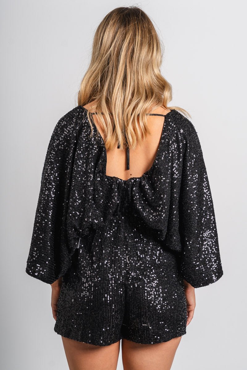 Kimono sequin romper black