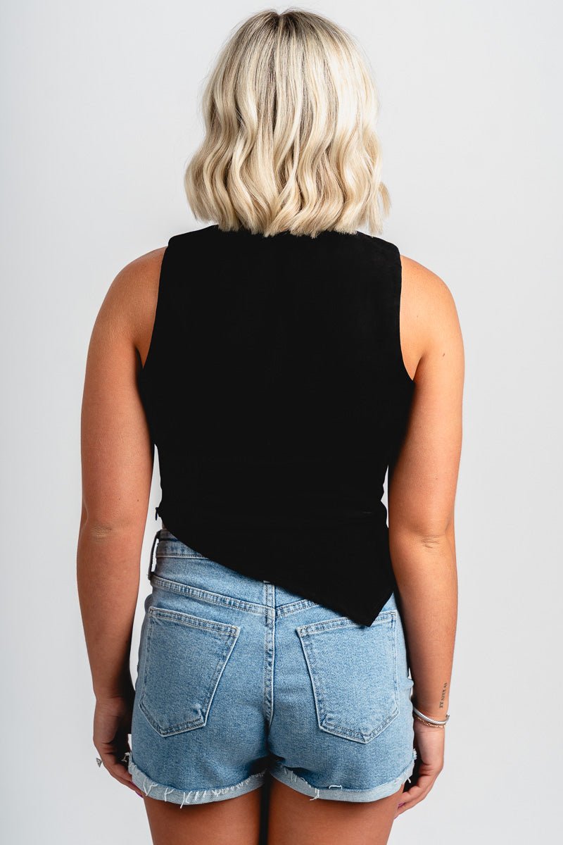 Asymmetrical hem tank top black