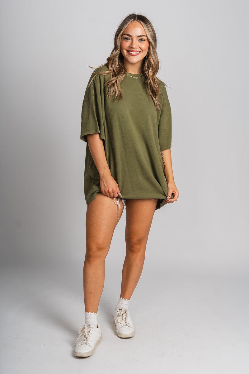 Washed oversized t-shirt moss