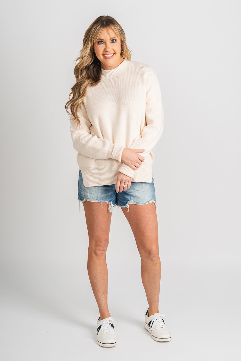 Oversized sweater natural - Trendy Sweaters | Cute Pullover Sweaters at Lush Fashion Lounge Boutique in Oklahoma City