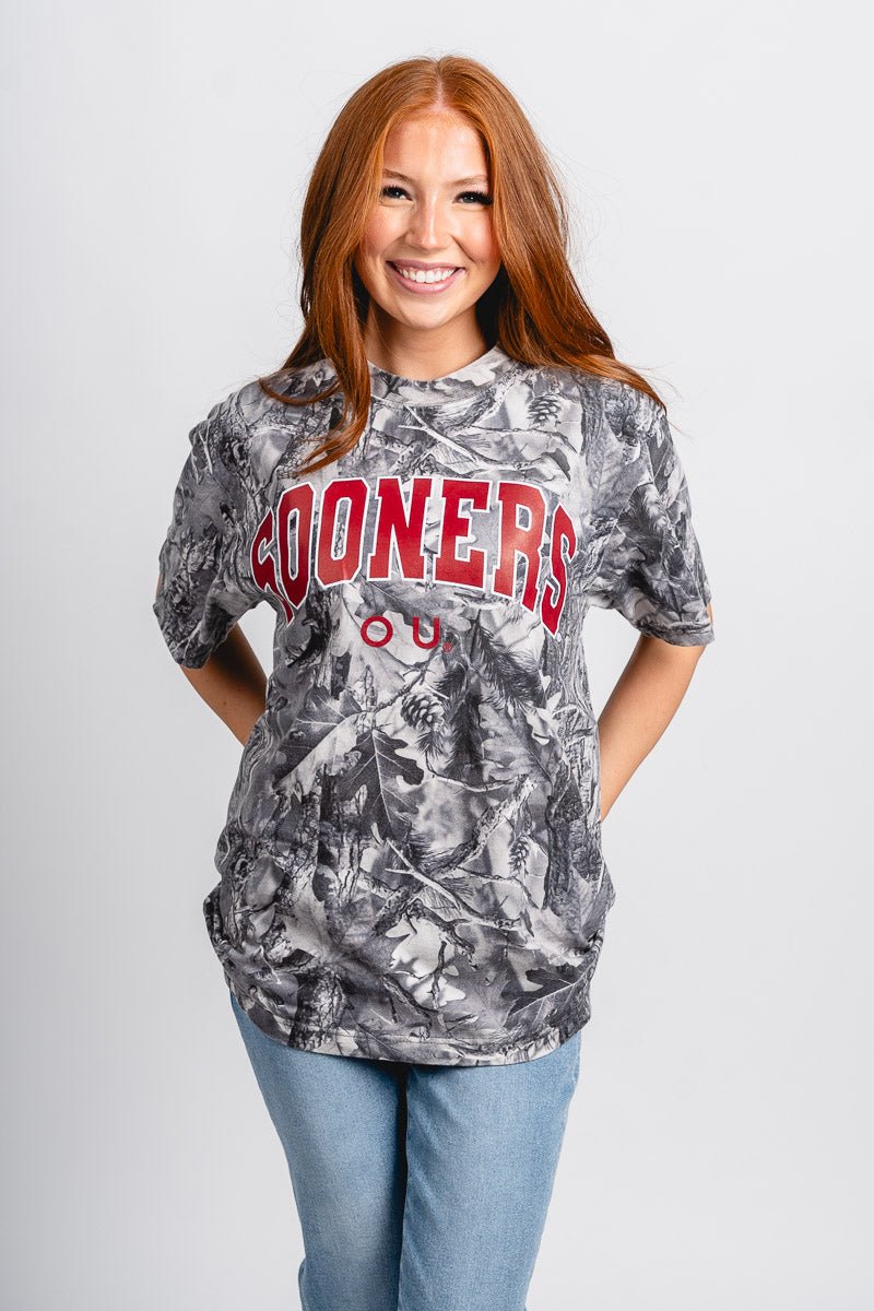 OU OU Sooners camo tee black/white T-shirt | Lush Fashion Lounge Trendy Oklahoma University Sooners Apparel & Cute Gameday T-Shirts