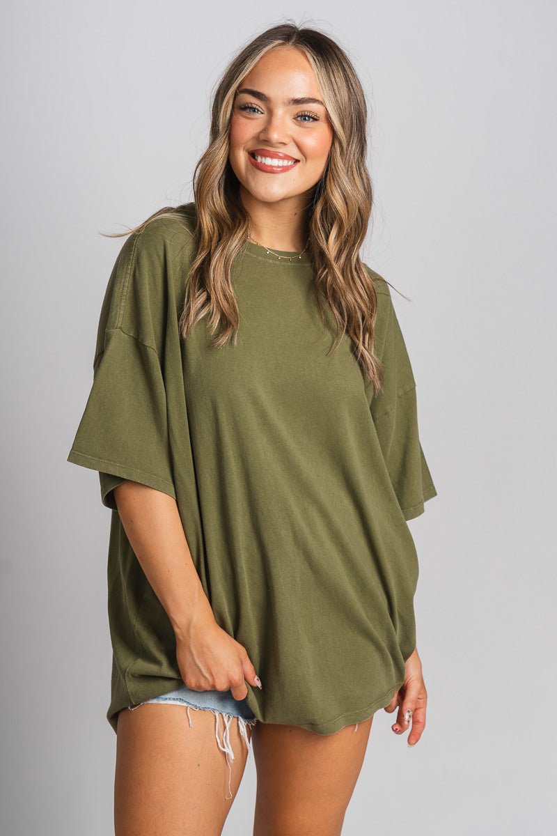 Washed oversized t-shirt moss