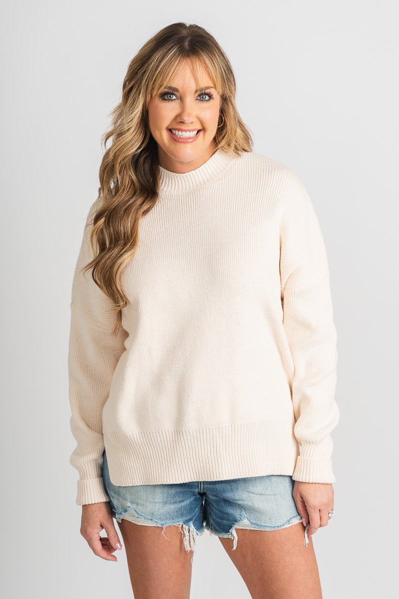 Oversized sweater natural – Stylish Sweaters | Boutique Sweaters at Lush Fashion Lounge Boutique in Oklahoma City