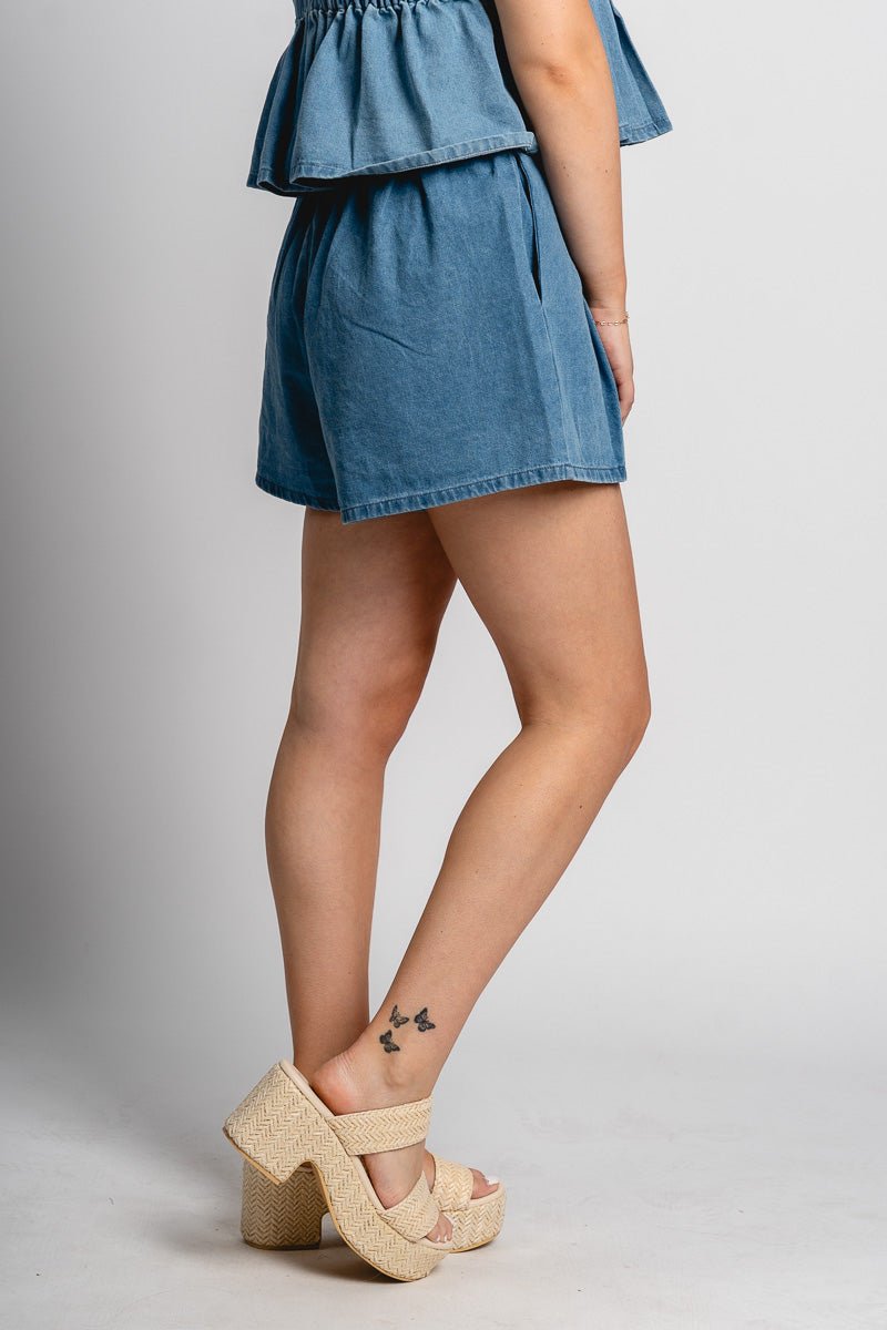 Denim pleated skort blue