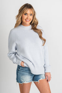 Oversized sweater light blue – Stylish Sweaters | Boutique Sweaters at Lush Fashion Lounge Boutique in Oklahoma City