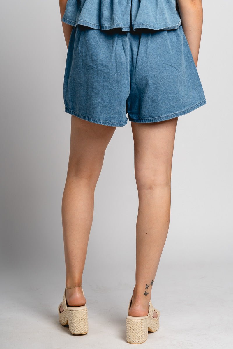 Denim pleated skort blue
