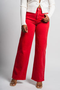 Just USA relaxed wide leg jeans vintage red | Lush Fashion Lounge: boutique women's jeans, fashion jeans for women, affordable fashion jeans, cute boutique jeans