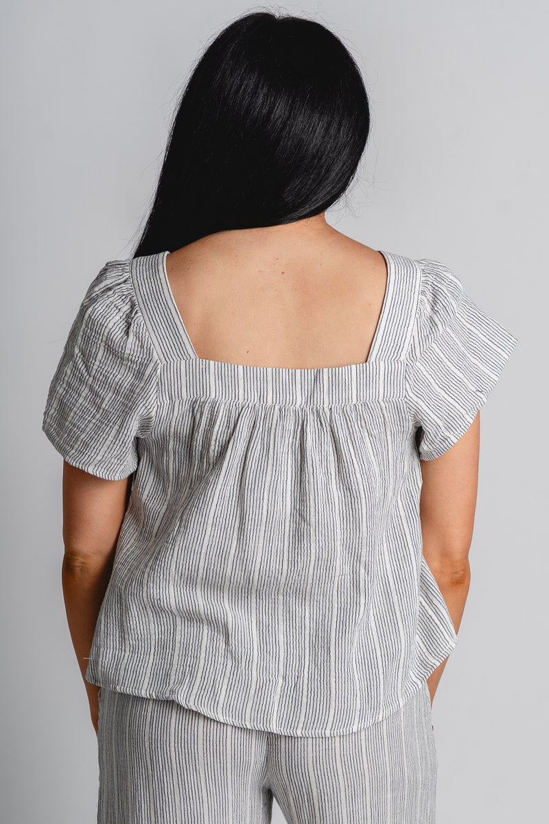 Striped crop top charcoal