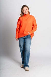 Turtleneck sweater orange - Oklahoma City inspired graphic t-shirts at Lush Fashion Lounge Boutique in Oklahoma City