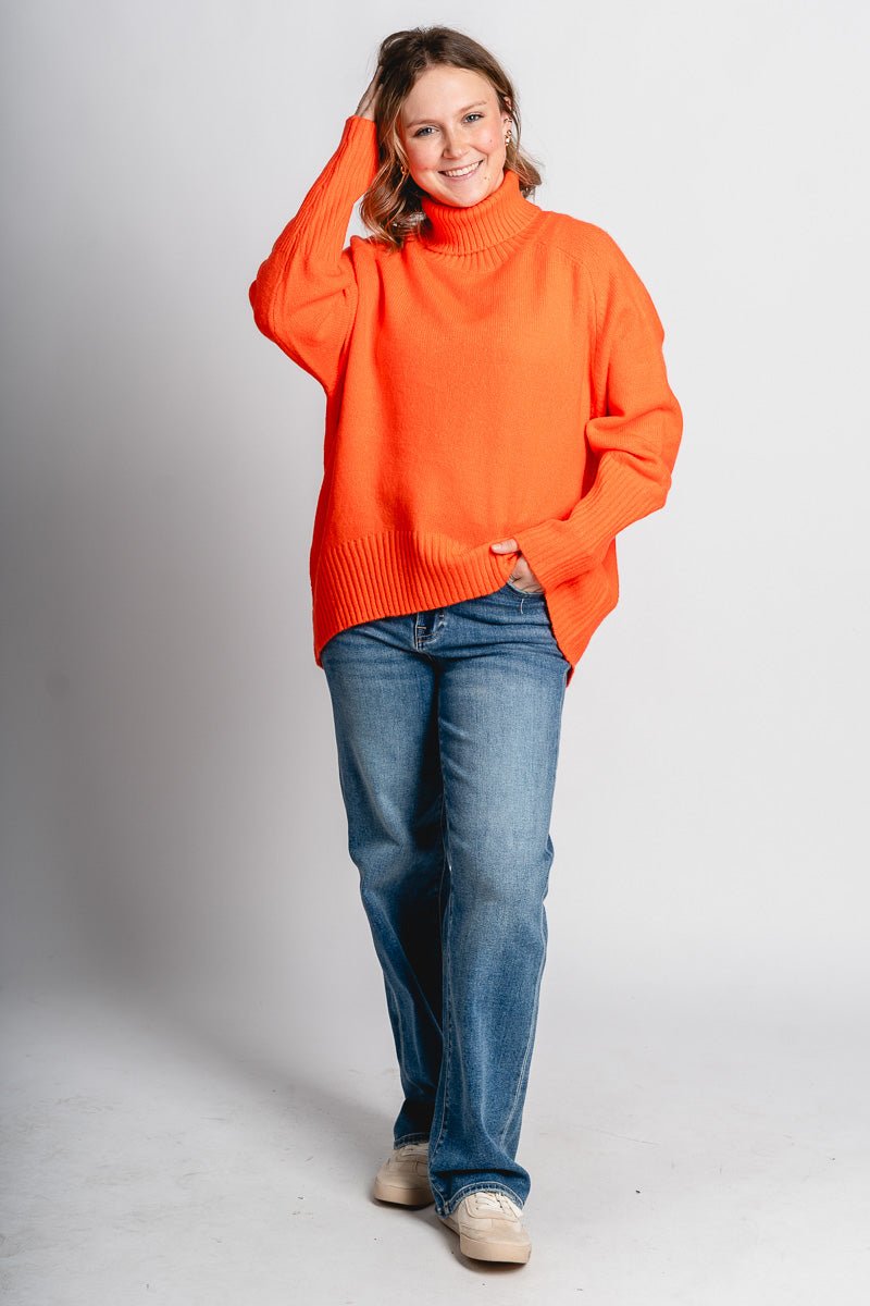 Turtleneck sweater orange - Trendy OKC Thunder T-Shirts at Lush Fashion Lounge Boutique in Oklahoma City