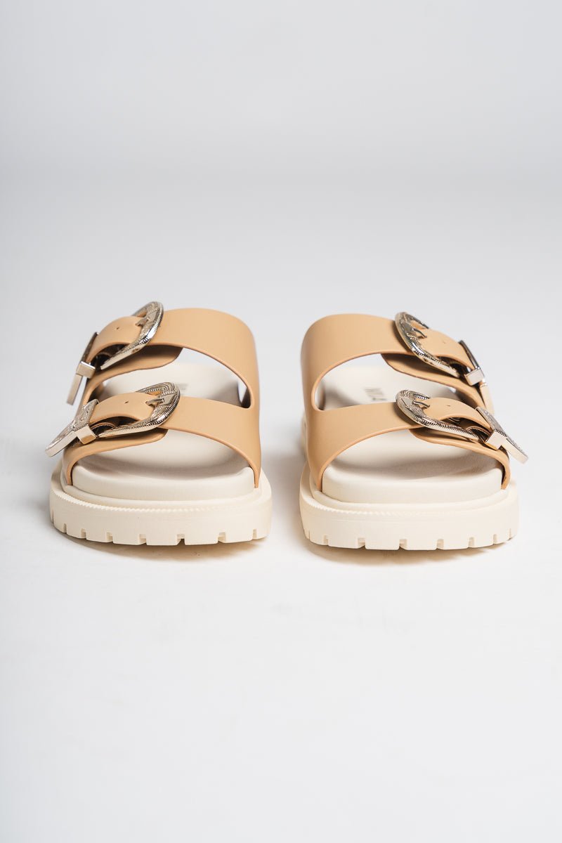 Double buckle sandal natural - Trendy shoes - Fashion Shoes at Lush Fashion Lounge Boutique in Oklahoma City