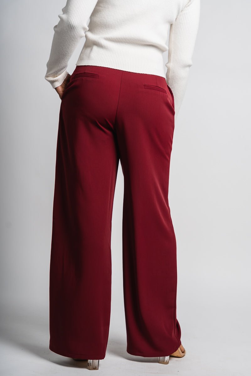 High waist wide leg pants wine | Lush Fashion Lounge: women's boutique pants, boutique women's pants, affordable boutique pants, women's fashion pants