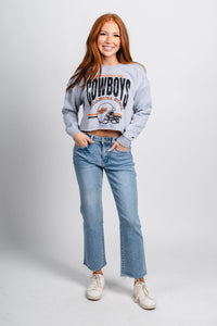 OSU OSU Cowboys established crop sweatshirt ash grey Sweatshirt | Lush Fashion Lounge Trendy Oklahoma State Cowboys Apparel & Cute Gameday T-Shirts