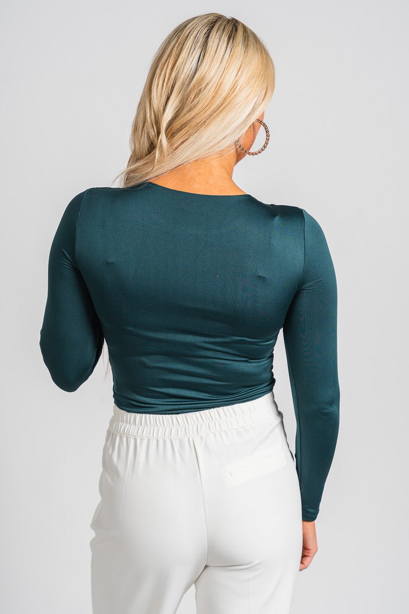 Long sleeve bodysuit hunter green