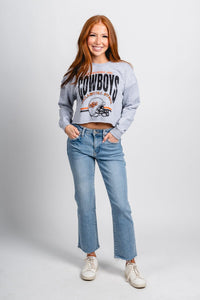 OSU OSU Cowboys established crop sweatshirt ash grey Sweatshirt | Lush Fashion Lounge Trendy Oklahoma State Cowboys Apparel & Cute Gameday T-Shirts