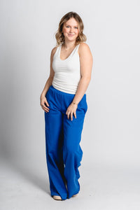 Vanessa wide leg sweatpants royal blue - Vintage OKC Basketball T-Shirts at Lush Fashion Lounge Boutique in Oklahoma City