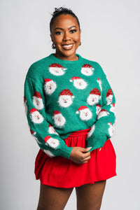 Santa Claus sweater green - Trendy Sweaters | Cute Pullover Sweaters at Lush Fashion Lounge Boutique in Oklahoma City