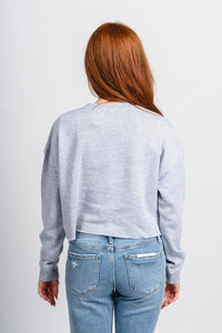 OSU OSU Cowboys established crop sweatshirt ash grey Sweatshirt | Lush Fashion Lounge Trendy Oklahoma State Cowboys Apparel & Cute Gameday T-Shirts