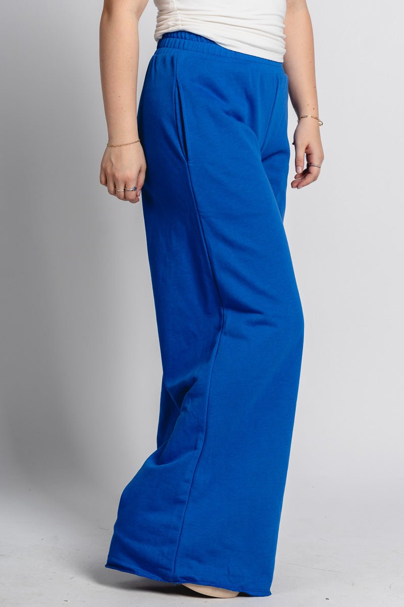 Vanessa wide leg sweatpants royal blue - Trendy Oklahoma City Basketball T-Shirts Lush Fashion Lounge Boutique in Oklahoma City