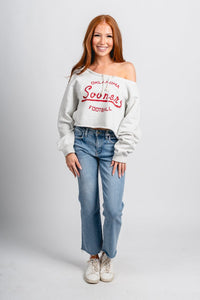 OU Sooners off shoulder cropped sweatshirt grey - Lush