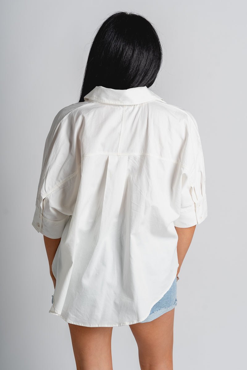 Boxy button up top off white