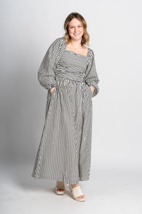 Striped maxi dress black/white - Trendy Dress - Fashion Dresses at Lush Fashion Lounge Boutique in Oklahoma City