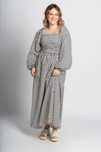 Striped maxi dress black/white - Affordable Dress - Boutique Dresses at Lush Fashion Lounge Boutique in Oklahoma City