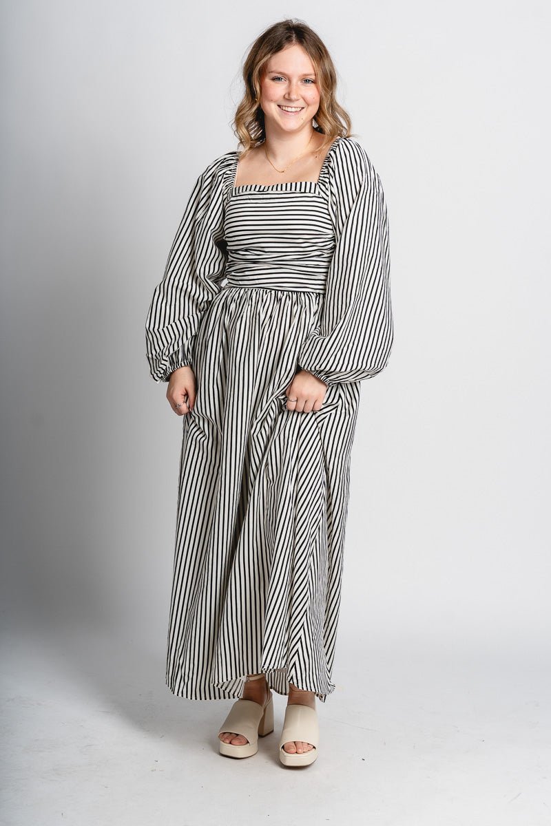 Striped maxi dress black/white - Affordable Dress - Boutique Dresses at Lush Fashion Lounge Boutique in Oklahoma City