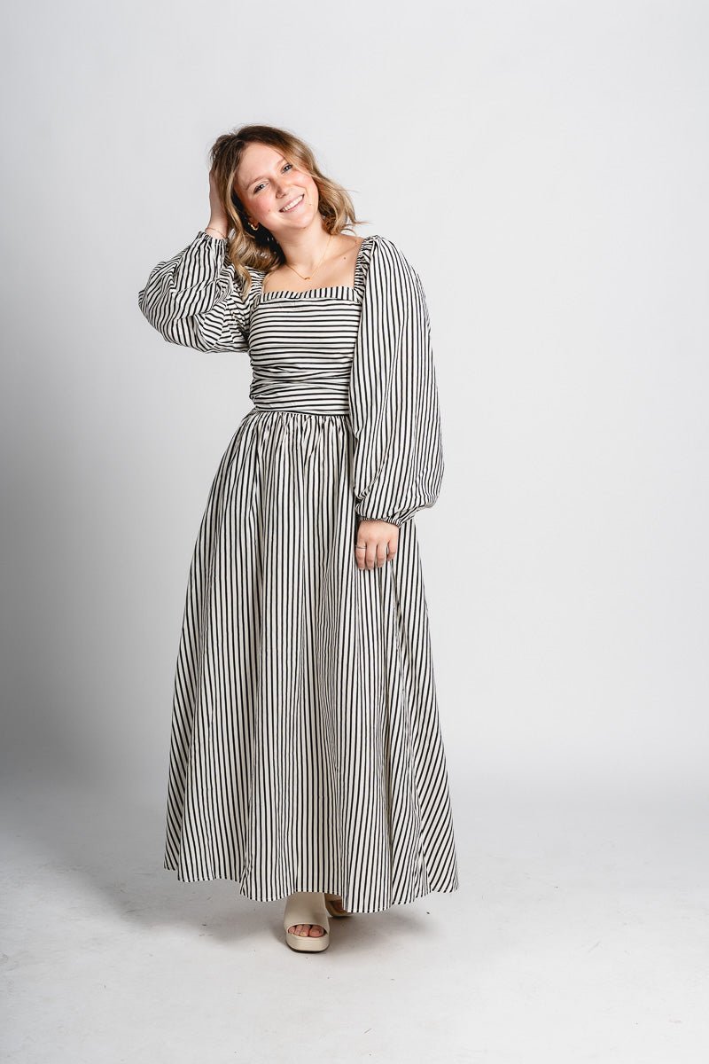 Striped maxi dress black/white - Cute Dress - Trendy Dresses at Lush Fashion Lounge Boutique in Oklahoma City