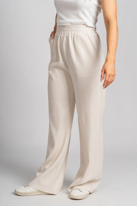 Ribbed sweatpants ecru - Trendy sweatpants - Cute Loungewear Collection at Lush Fashion Lounge Boutique in Oklahoma City