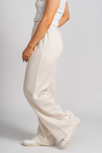 Ribbed sweatpants ecru - Adorable sweatpants - Stylish Comfortable Outfits at Lush Fashion Lounge Boutique in OKC