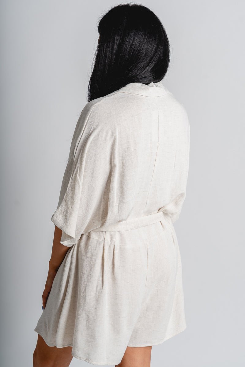 Linen romper oatmeal