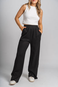 Ribbed sweatpants black - Stylish sweatpants - Trendy Lounge Sets at Lush Fashion Lounge Boutique in Oklahoma City