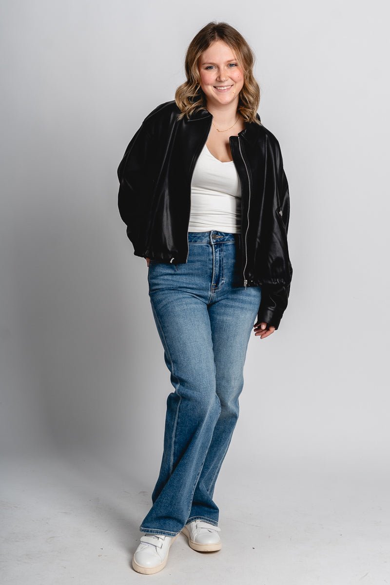 Cropped moto jacket black – Unique Blazers | Cute Blazers For Women at Lush Fashion Lounge Boutique in Oklahoma City