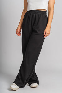 Ribbed sweatpants black - Fun sweatpants - Unique Lounge Looks at Lush Fashion Lounge Boutique in Oklahoma