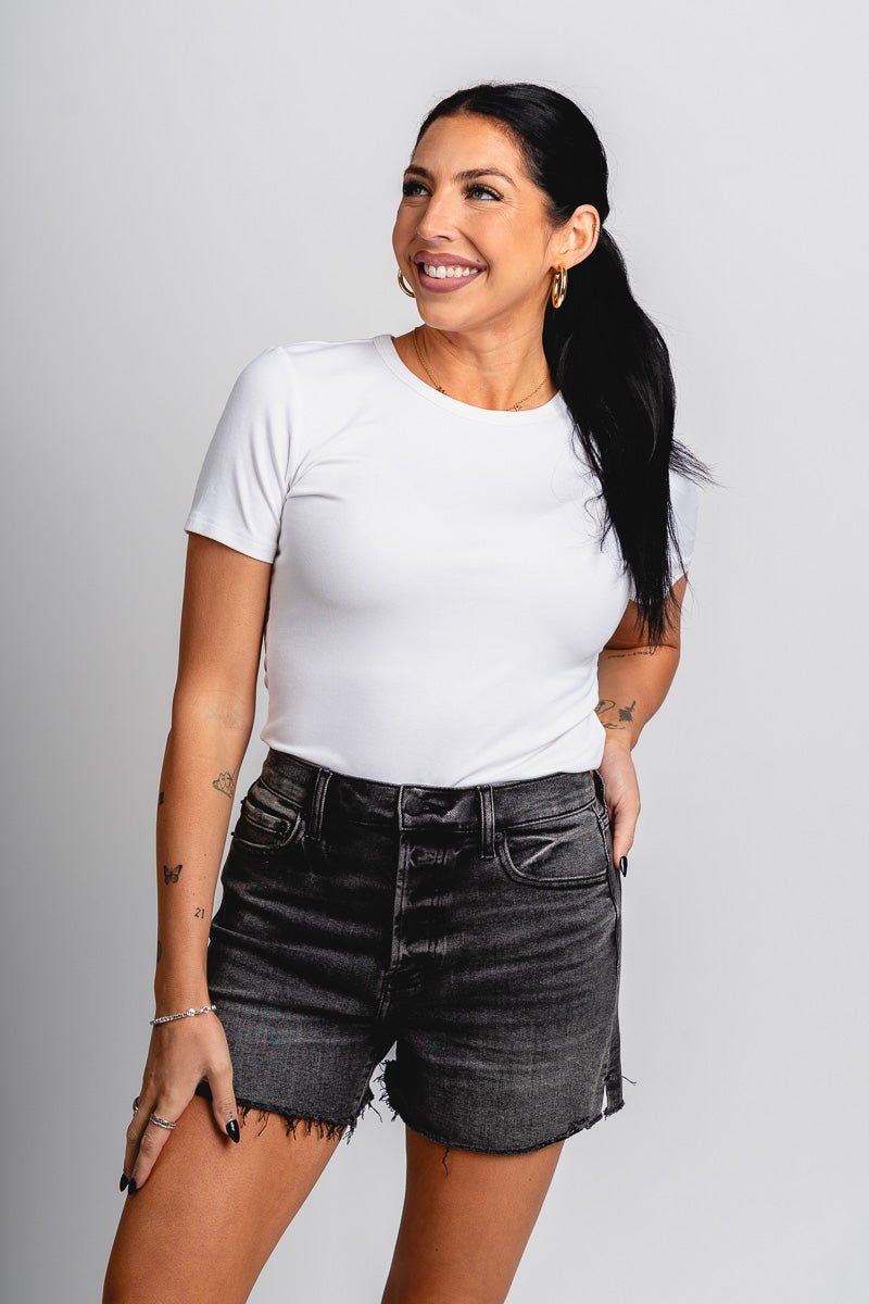 Daze bottom line high rise shorts raven vintage - Affordable Shorts - Boutique Shorts at Lush Fashion Lounge Boutique in Oklahoma City