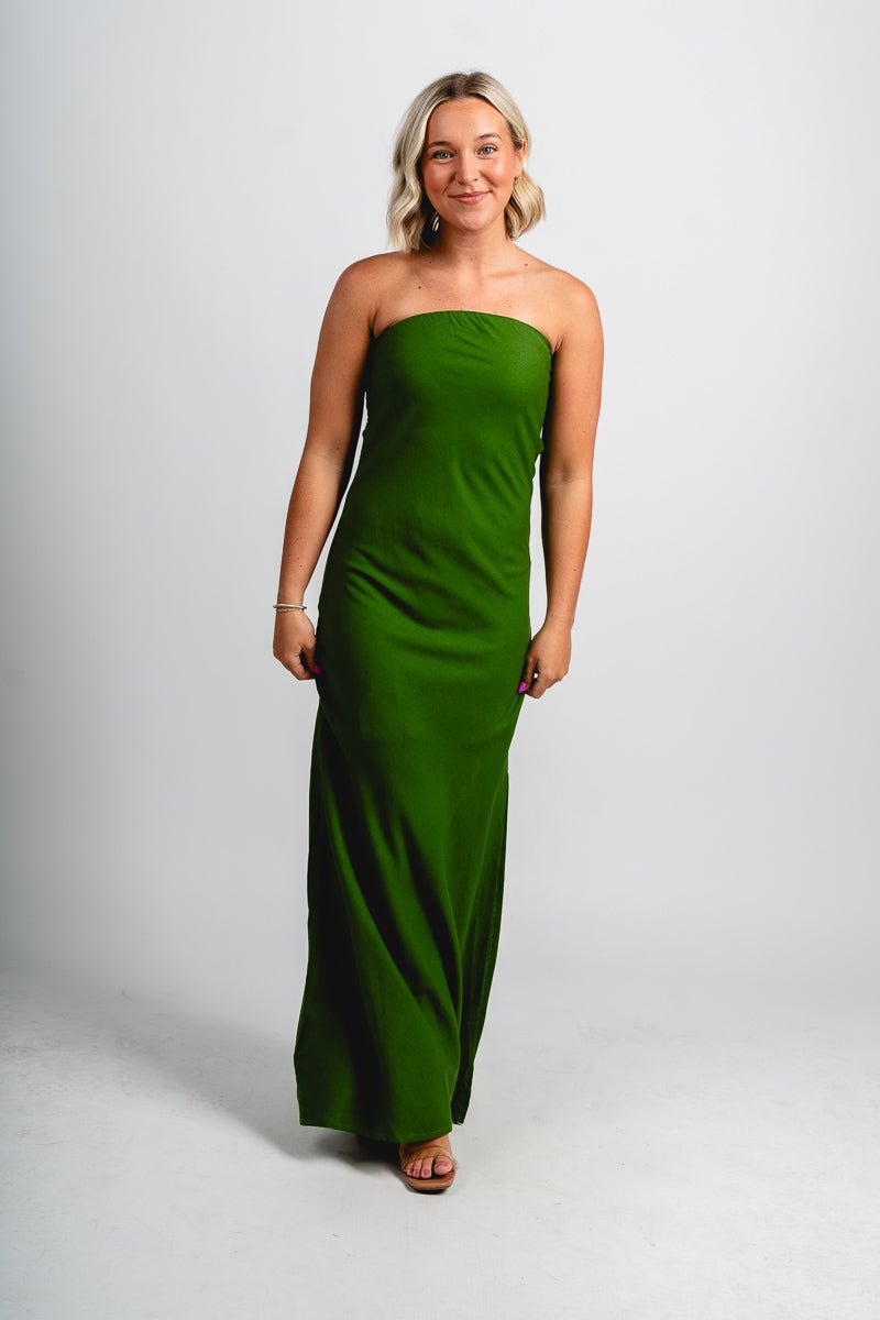 Strapless knit maxi dress ibiza green - Cute dress - Trendy Dresses at Lush Fashion Lounge Boutique in Oklahoma City