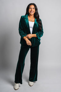 Velvet blazer hunter green – Unique Blazers | Cute Blazers For Women at Lush Fashion Lounge Boutique in Oklahoma City