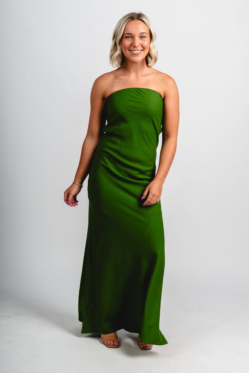 Strapless knit maxi dress ibiza green - Trendy dress - Fashion Dresses at Lush Fashion Lounge Boutique in Oklahoma City