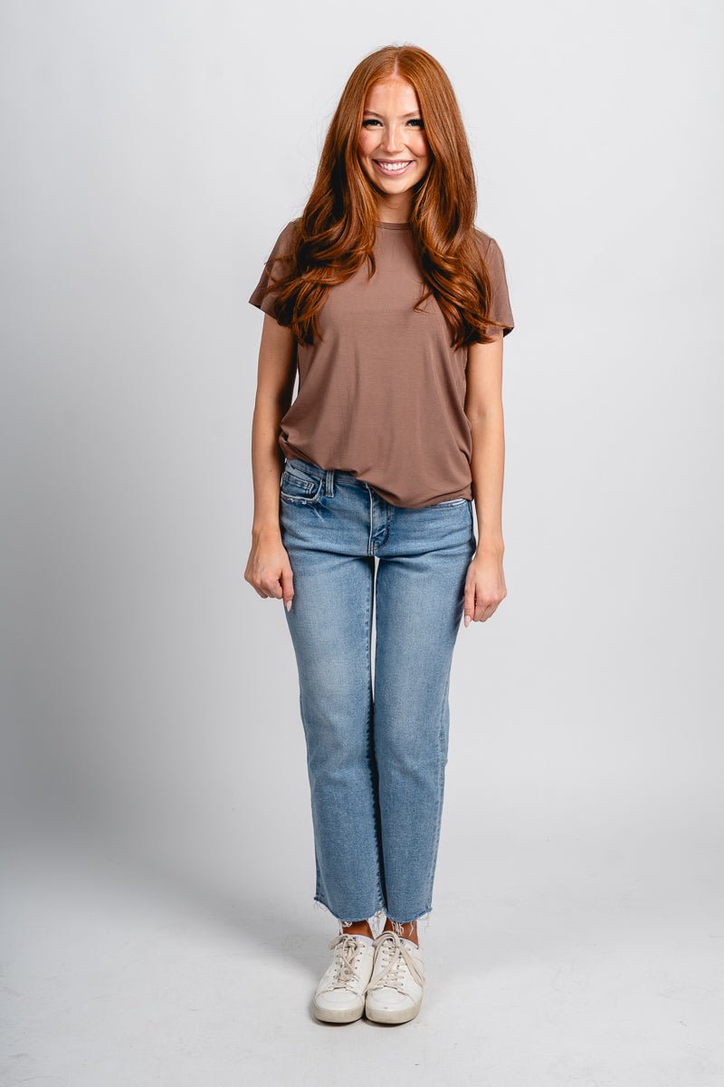 Modal short sleeve top brown