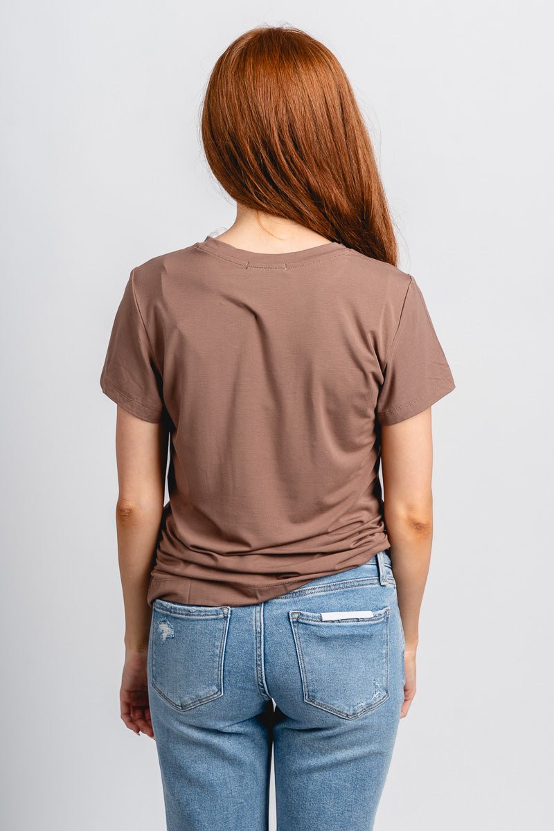 Modal short sleeve top brown
