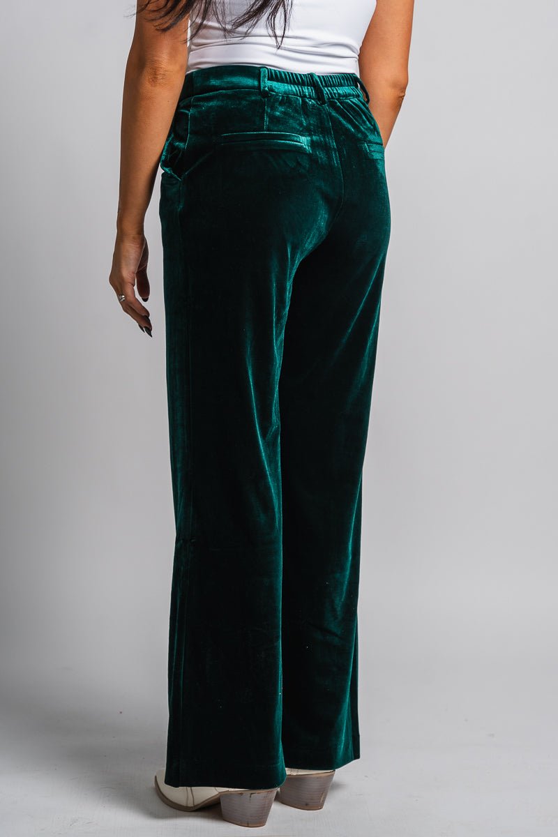 Velvet wide leg pants hunter green | Lush Fashion Lounge: women's boutique pants, boutique women's pants, affordable boutique pants, women's fashion pants