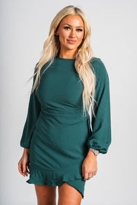 Asymmetrical long sleeve dress sea green - Cute dress - Trendy Dresses at Lush Fashion Lounge Boutique in Oklahoma City