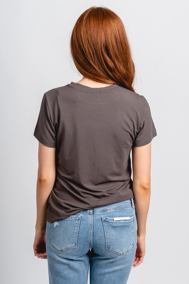 Modal short sleeve top charcoal